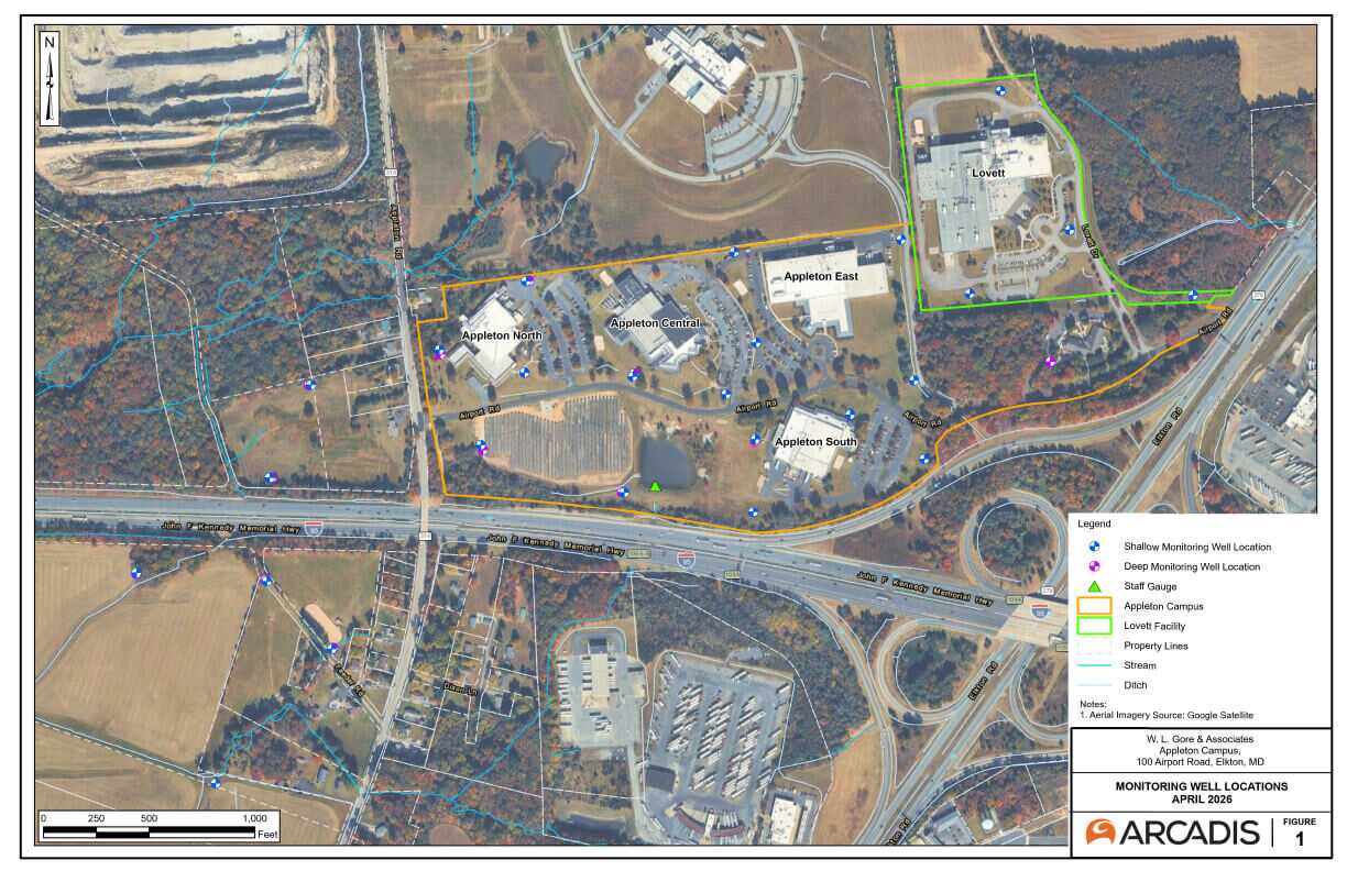 Appleton monitoring well locations april 2026